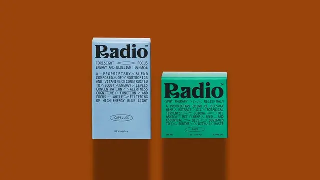 Radio Naturals CBD Tincture Packaging — Color‑blocked Boxes