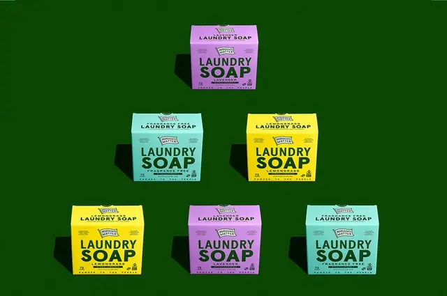 Ingredients Matter — Powder Laundry Soap Packaging in Bright Color Blocks