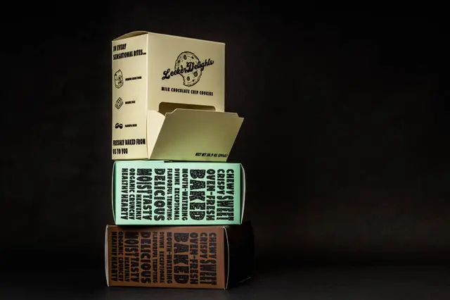 LECKER DELIGHTS Stacked Folding Cookie Boxes — Kraft & Colored Paper Packaging (Gala DeLUX