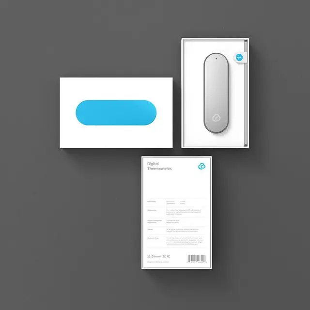 CliniCloud retail packaging trio — Smart Home Care Kit, Digital Stethoscope, Digital Therm