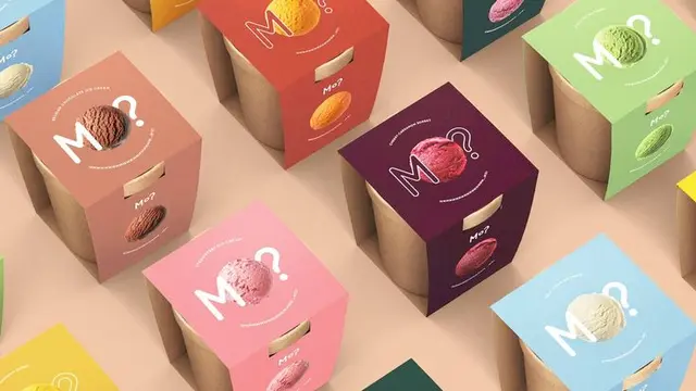 Mo? Ice Cream — Colorful Minimal Sleeve Packaging for Kraft Carrier Boxes