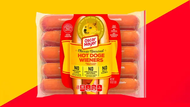 Oscar Mayer 'Hot Doge' Wieners — limited-edition packaging with Doge coin emblem
