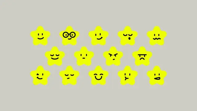 Stych — 15 hand-drawn yellow star emoticons by Ivan Mesaroš