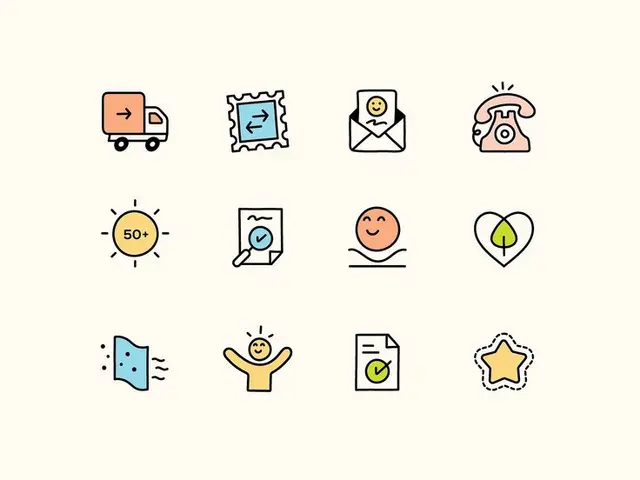 Playful Pastel Line Icon Set — 12 UI Icons on Cream Grid