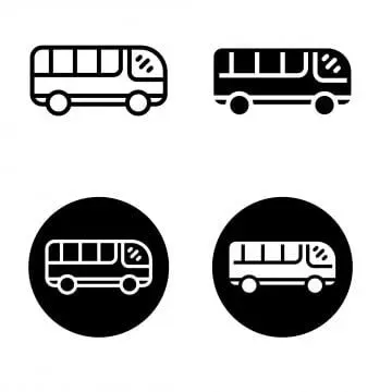 Bus vector icon set (black & white) — Pngtree