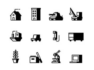 Monochrome Icon Set — 12 Minimal UI Glyphs
