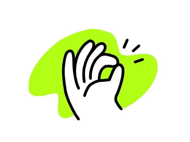OK Hand Gesture Illustration with Neon Green Splash