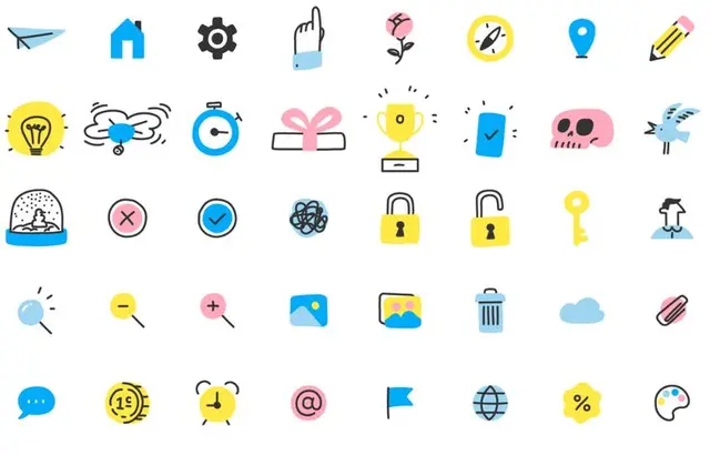 Office Dave — hand-drawn pastel office & UI icon set (Ivan Mesaroš)