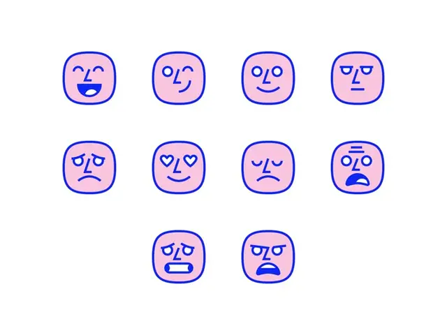 WEconnect emoji set — pink rounded-square faces