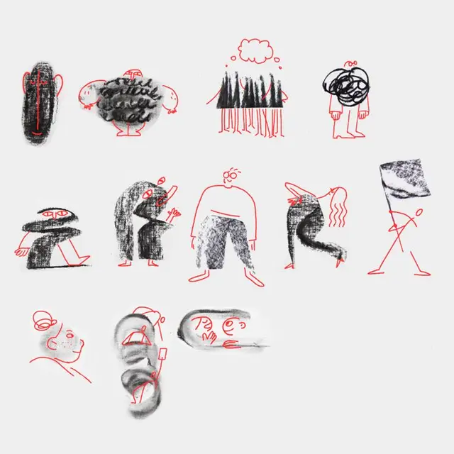 Dropbox visual system — playful hand-drawn modules by Animade