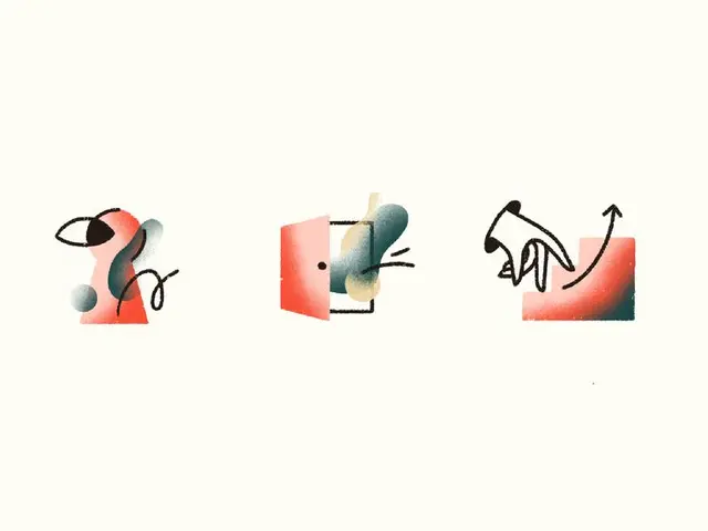Wintegreat style exploration — three textured gradient icons (door, hand, path)
