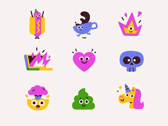 Patswerk — 3x3 sticker-style character icons (Dribbble)