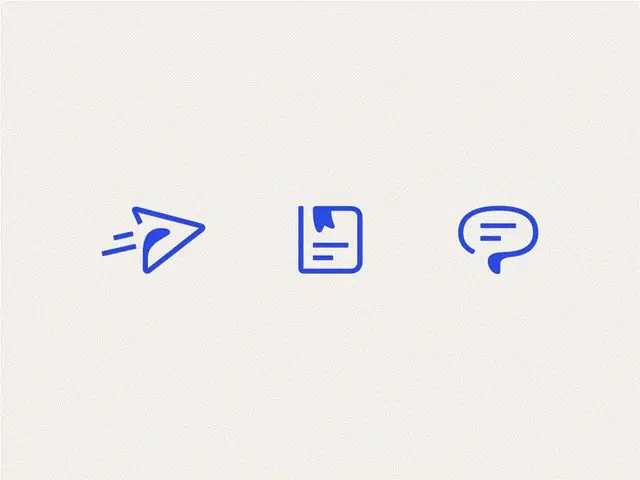 Intercom product icons — monoline blue set