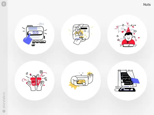 Nuts — Six playful line-art UI illustrations