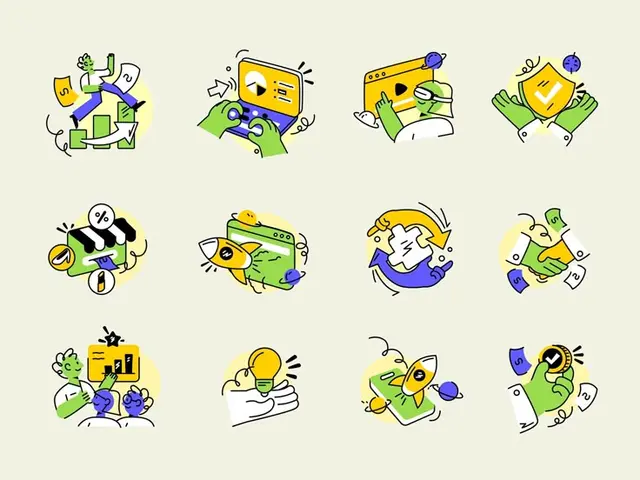 Digital Economic Icon Set — bright vector illustrations