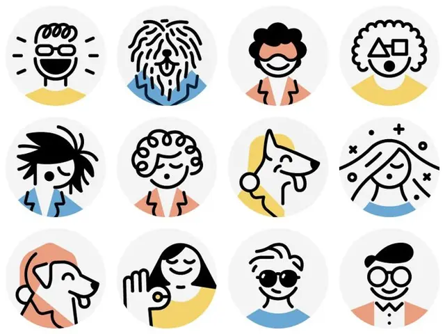 Casper — 12 circular avatar icons (line-art, pastel accents)