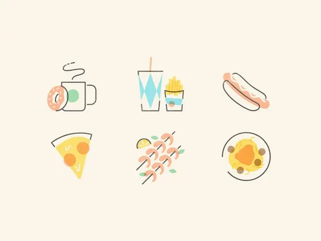Mid-century food icon set