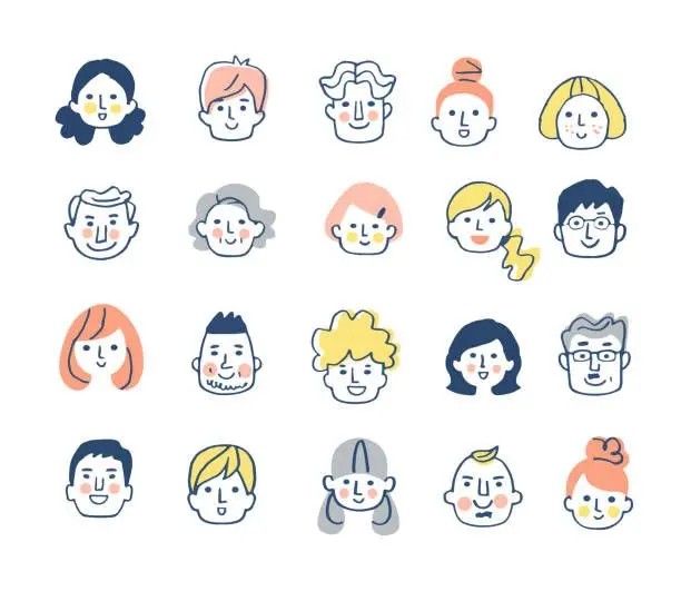 Hand-drawn avatar grid — hisa nishiya (iStock)