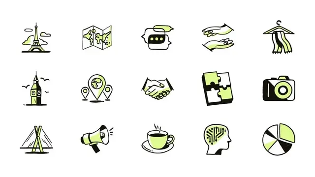 Zendesk geometric logo marks — monochrome brand identity (World Brand Design Society)