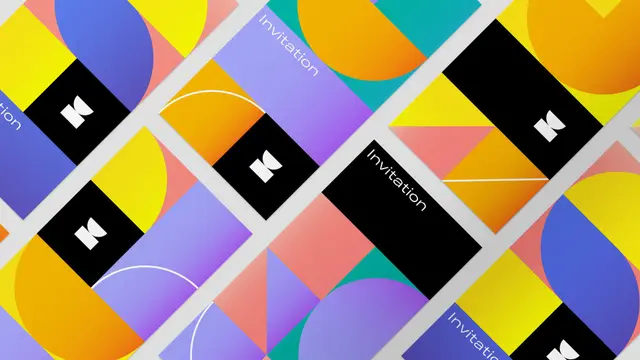 Indorse branding — colorful geometric invitation cards by Moby Digg