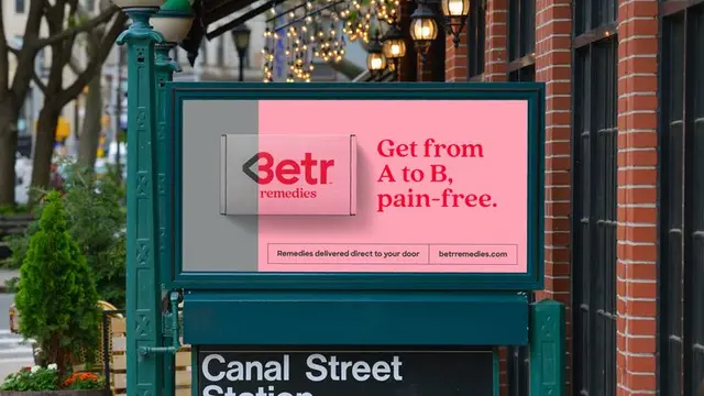 Betr OTC medicine packaging — color‑coded pastel boxes for pain, allergy, sleep