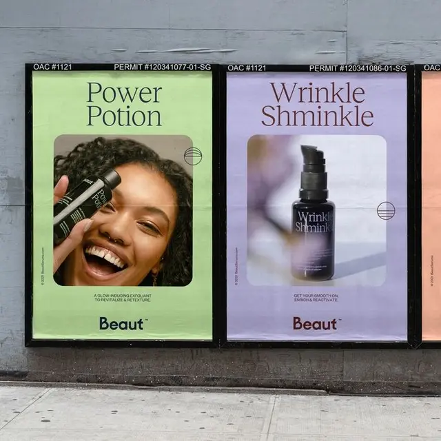 Beaut serums — pastel embossed packaging with typography samples