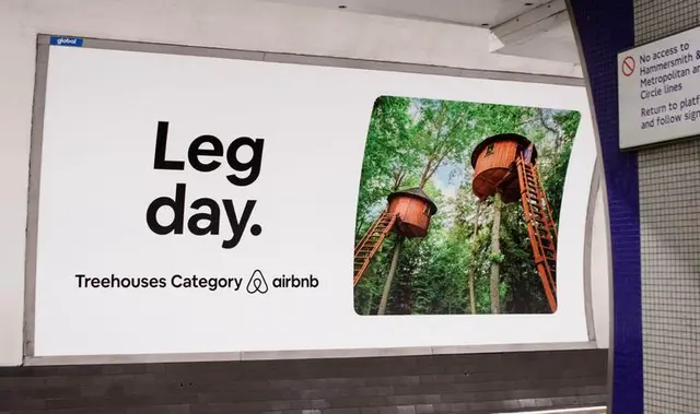 Airbnb OOH poster — “Leg day.” Treehouses Category (elizabeth bassett)