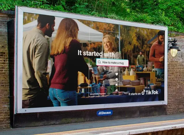 TikTok OOH Campaign: "It Started With" — Lucky Generals billboard at train platform