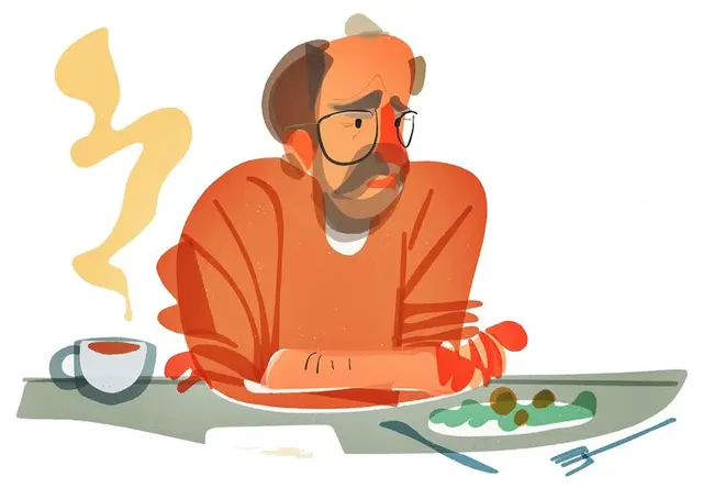 Man at Table — Illustration by Kristy Kay