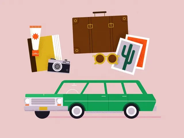 Green Station Wagon Road Trip Illustration