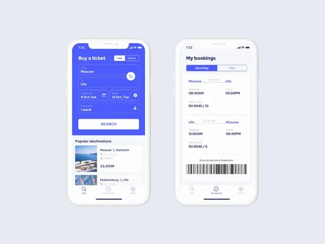 Booking Tickets App — mobile UI for flight/train reservations