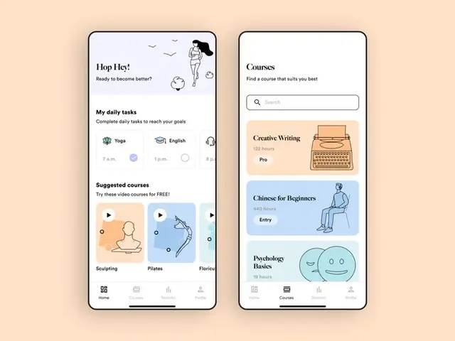Online Courses Mobile App — Home & Courses screens (Dribbble)