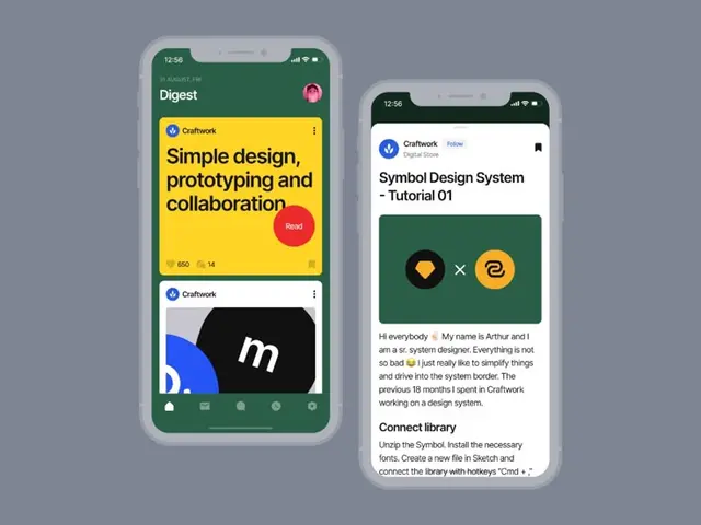 Mobile app UI — Digest feed and article screens (Craftwork)