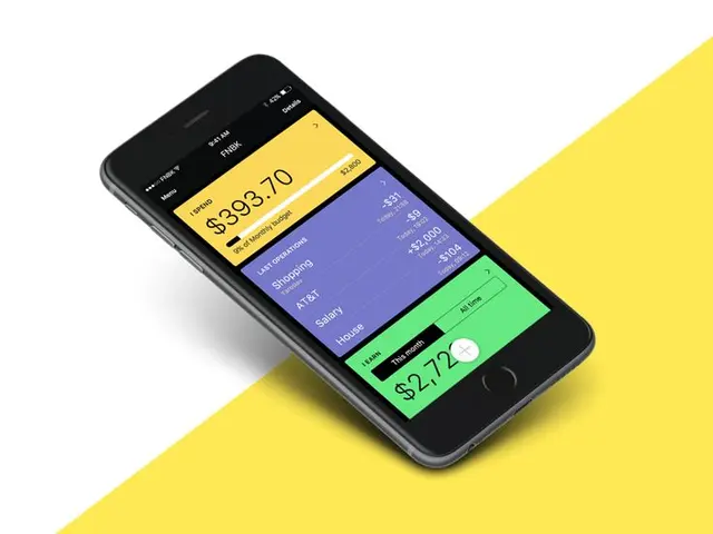 FNBK mobile banking UI — colorful card layout