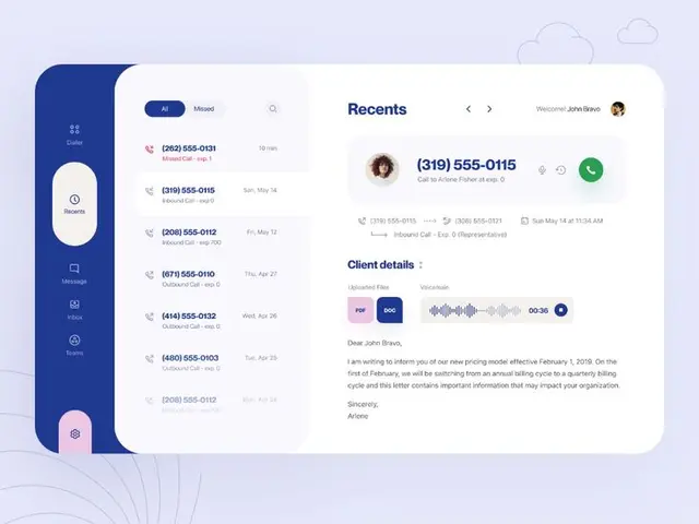 Dialer — Recents UI (Dribbble shot)