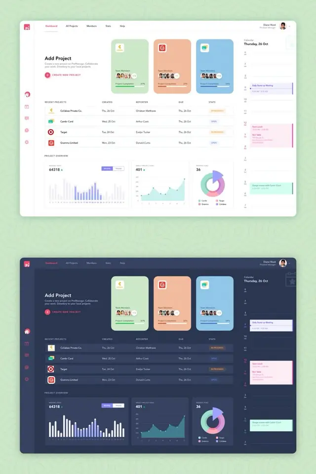 Work Management Dashboard — Free UI Kit (Adobe XD) — Theme-UI