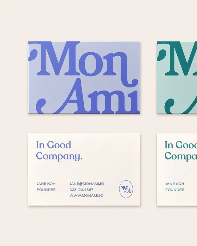 Mon Ami — white serif wordmark on deep teal background