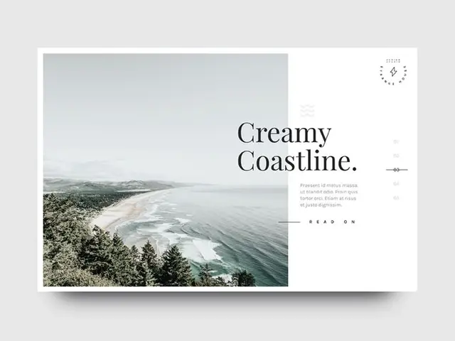 Creamy Coastline — Minimal Editorial Slide with Aerial Beach Photo