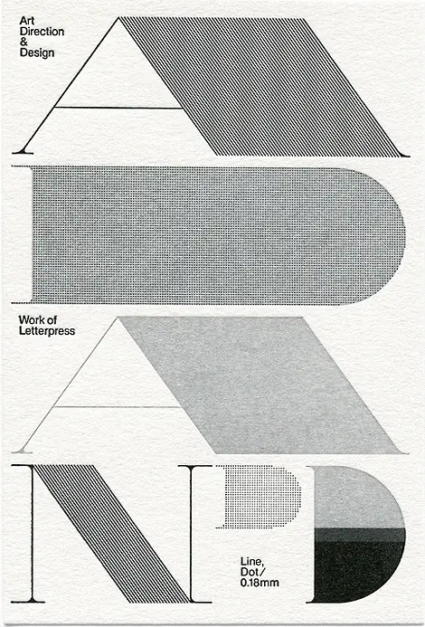 Letterpress typographic study — halftone and hatch textures