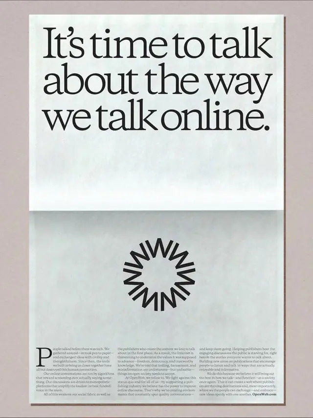 Editorial poster: "It's time to talk about the way we talk online."