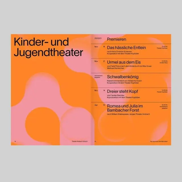Kinder- und Jugendtheater — Theater Ansbach 2020/21 program spread