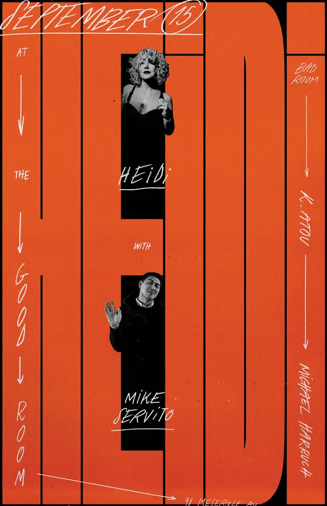 Good Room event poster — Heidi with Mike Servito — September 15