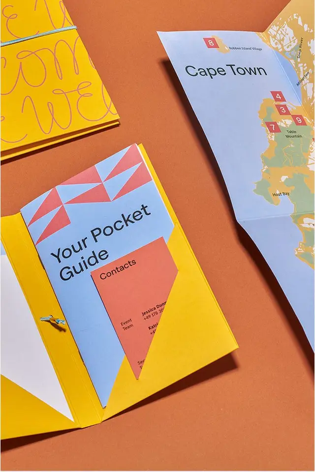 Bright Yellow Pocket Guide and Cape Town Map — Travel Brochure Mockup
