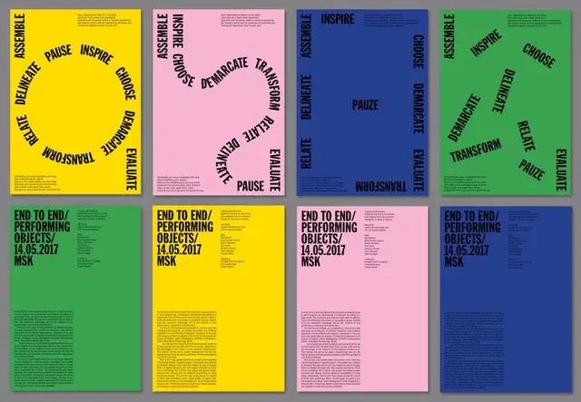 END TO END / PERFORMING OBJECTS — colorful typographic poster series (14.05.2017 MSK)