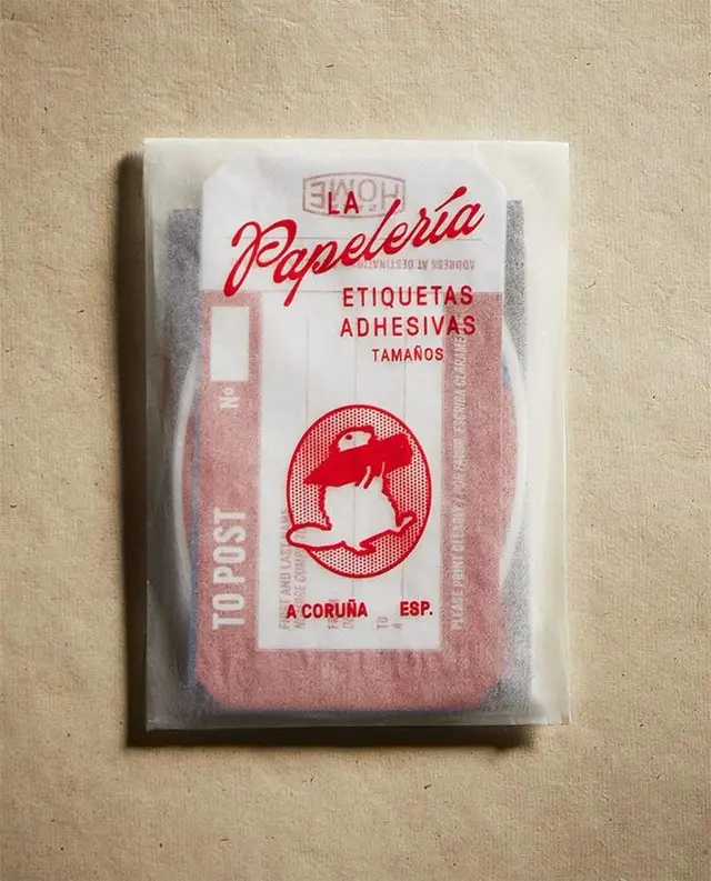 Vintage 'La Papelería' adhesive label packet — A Coruña, Spain