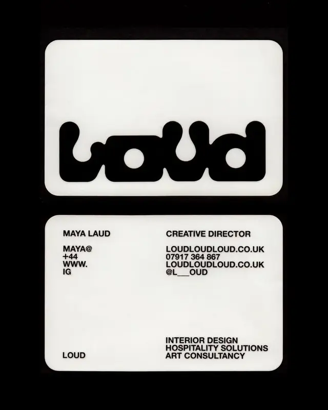 LOUD — monochrome rounded business cards with blob logotype