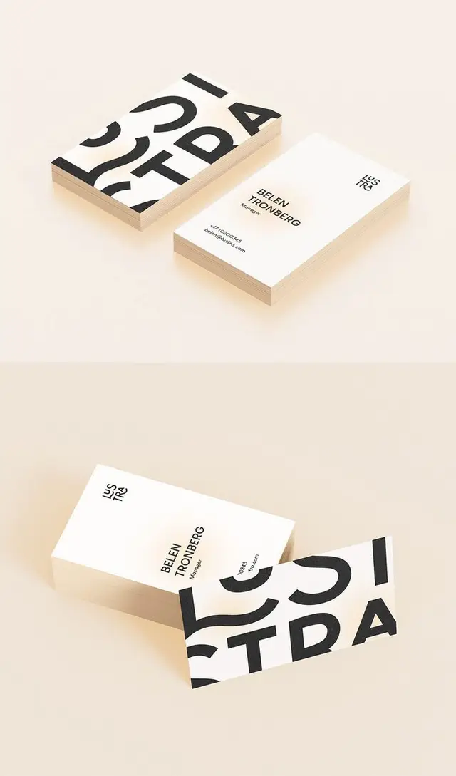 Minimal double-sided business card with bold typographic back