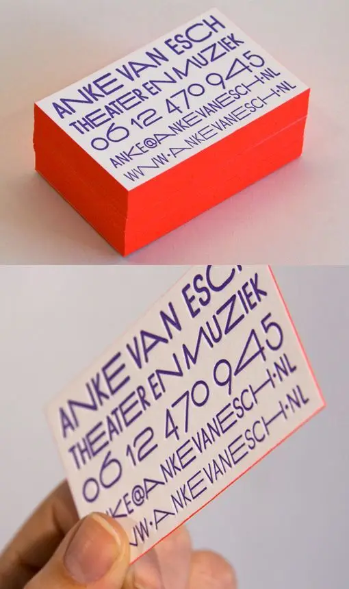 Edge-painted typographic business card — ANKE VAN ESCH