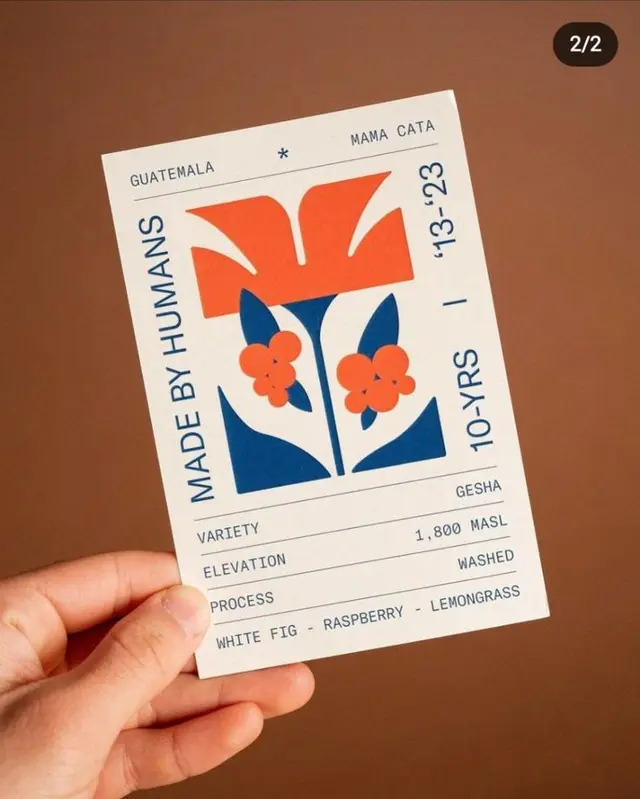 Made By Humans coffee tasting card — Guatemala Mama Cata (Gesha)