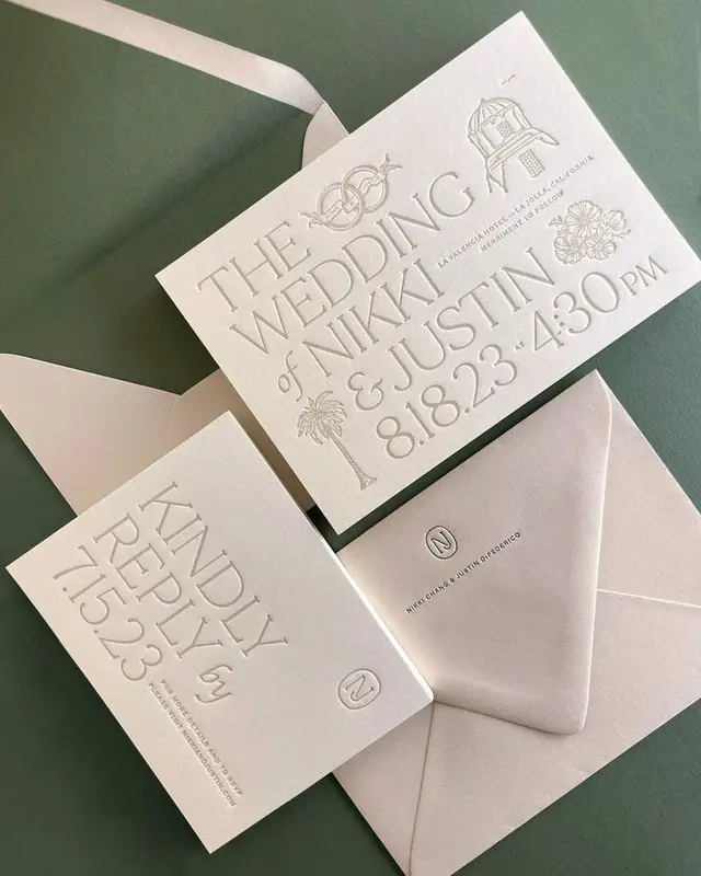 Embossed wedding invitation suite — Nikki & Justin (8.18.23)